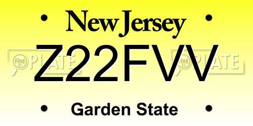 Z22FVV New Jersey License Plate