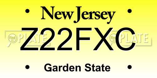 Z22FXC New Jersey License Plate