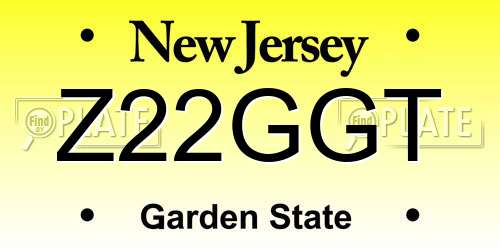 Z22GGT New Jersey License Plate