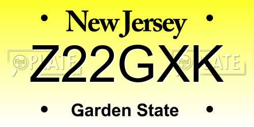 Z22GXK New Jersey License Plate