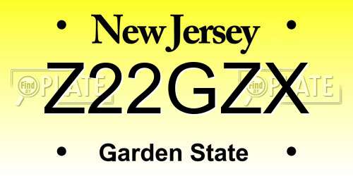 Z22GZX New Jersey License Plate