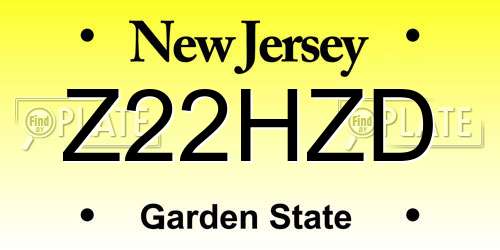 Z22HZD New Jersey License Plate