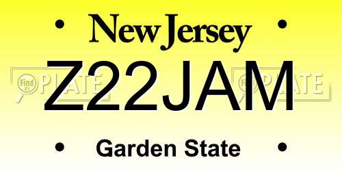 Z22JAM New Jersey License Plate