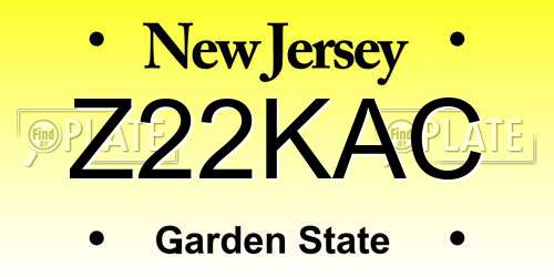 Z22KAC New Jersey License Plate