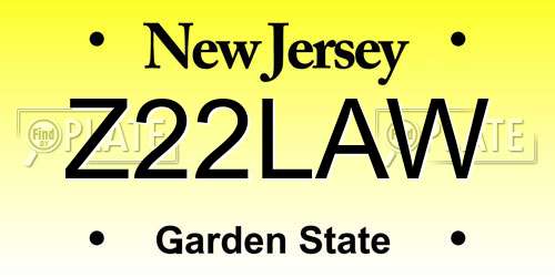 Z22LAW New Jersey License Plate