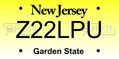 Z22LPU New Jersey License Plate