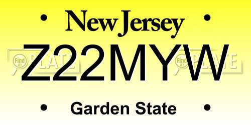Z22MYW New Jersey License Plate