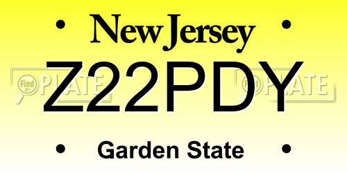 Z22PDY New Jersey License Plate