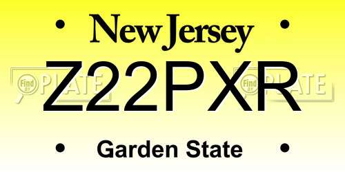 Z22PXR New Jersey License Plate
