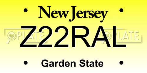 Z22RAL New Jersey License Plate