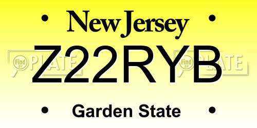 Z22RYB New Jersey License Plate