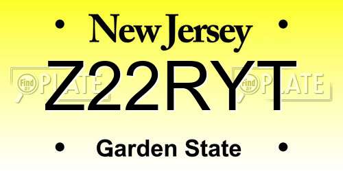 Z22RYT New Jersey License Plate