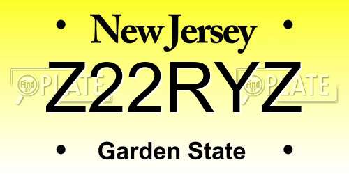 Z22RYZ New Jersey License Plate