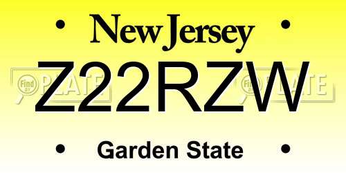 Z22RZW New Jersey License Plate