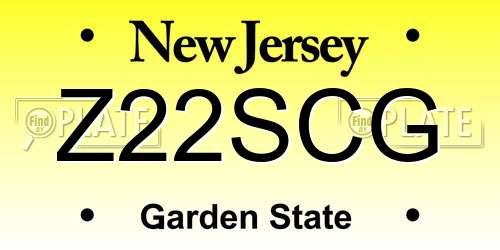 Z22SCG New Jersey License Plate