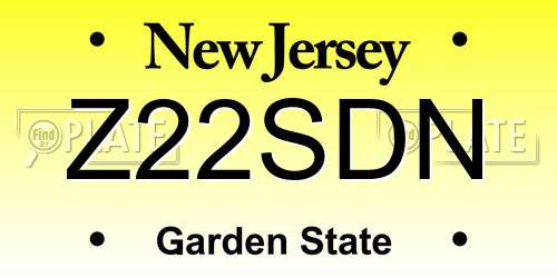 Z22SDN New Jersey License Plate