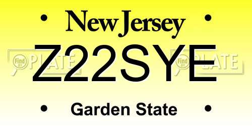 Z22SYE New Jersey License Plate