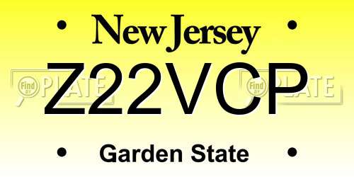 Z22VCP New Jersey License Plate