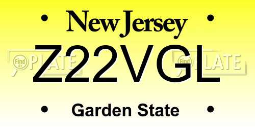 Z22VGL New Jersey License Plate