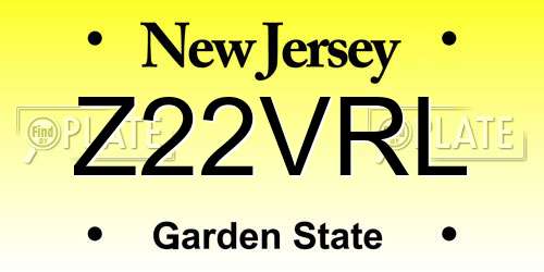 Z22VRL New Jersey License Plate