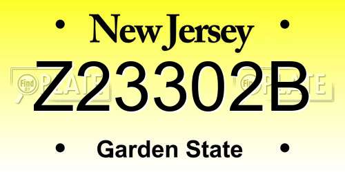 Z23302B New Jersey License Plate