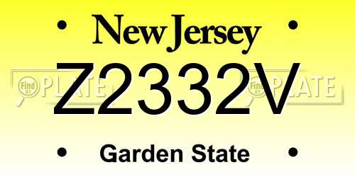 Z2332V New Jersey License Plate