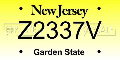 Z2337V New Jersey License Plate