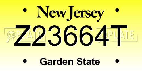 Z23664T New Jersey License Plate