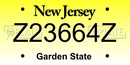 Z23664Z New Jersey License Plate