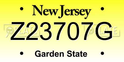 Z23707G New Jersey License Plate