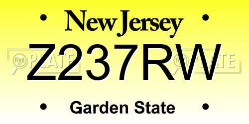 Z237RW New Jersey License Plate