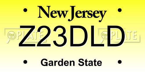 Z23DLD New Jersey License Plate