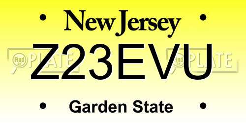 Z23EVU New Jersey License Plate