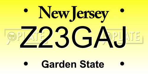 Z23GAJ New Jersey License Plate
