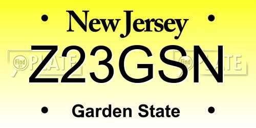 Z23GSN New Jersey License Plate