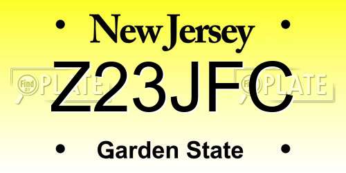Z23JFC New Jersey License Plate