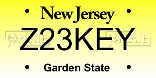 Z23KEY New Jersey License Plate