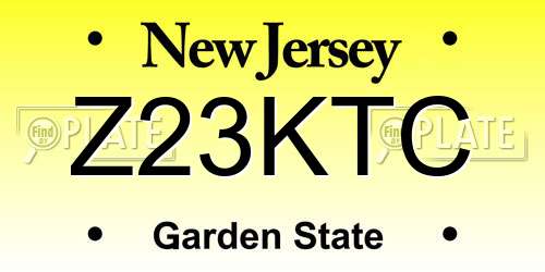 Z23KTC New Jersey License Plate