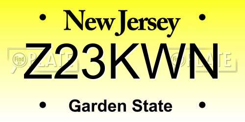 Z23KWN New Jersey License Plate