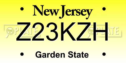 Z23KZH New Jersey License Plate