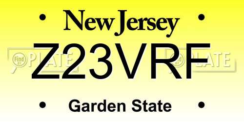 Z23VRF New Jersey License Plate