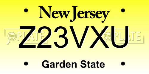 Z23VXU New Jersey License Plate