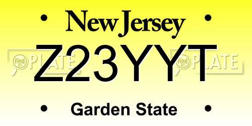 Z23YYT New Jersey License Plate