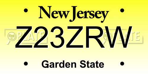 Z23ZRW New Jersey License Plate