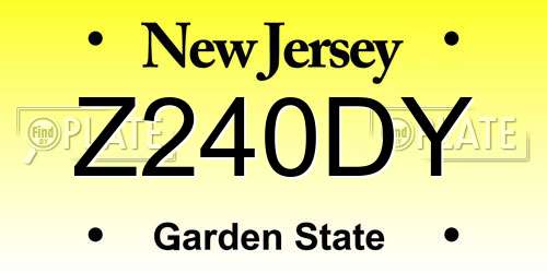 Z240DY New Jersey License Plate