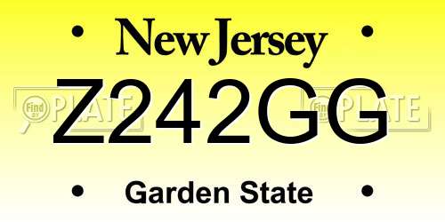 Z242GG New Jersey License Plate