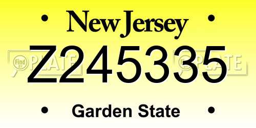 Z245335 New Jersey License Plate