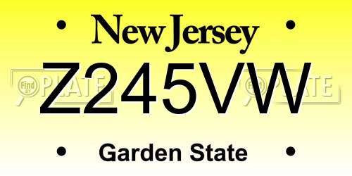 Z245VW New Jersey License Plate