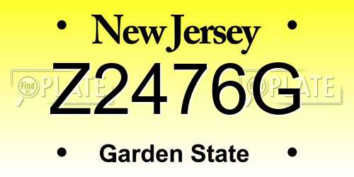 Z2476G New Jersey License Plate