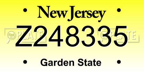 Z248335 New Jersey License Plate